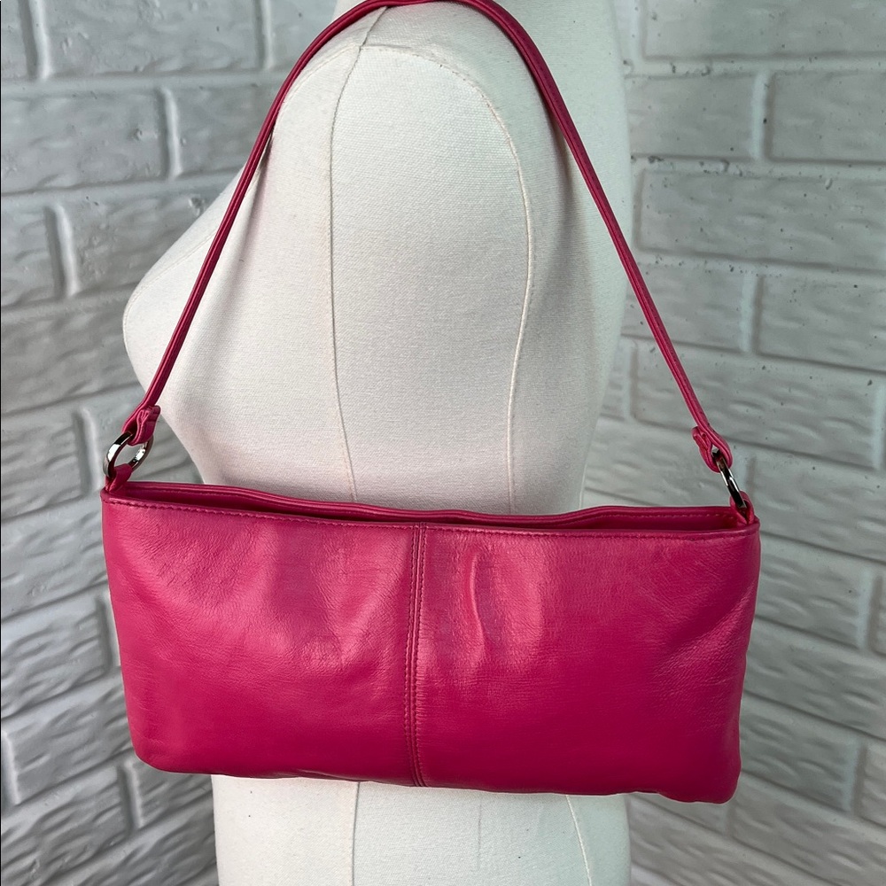 Pink Leather Vintage Y2K Baguette Shoulder Bag